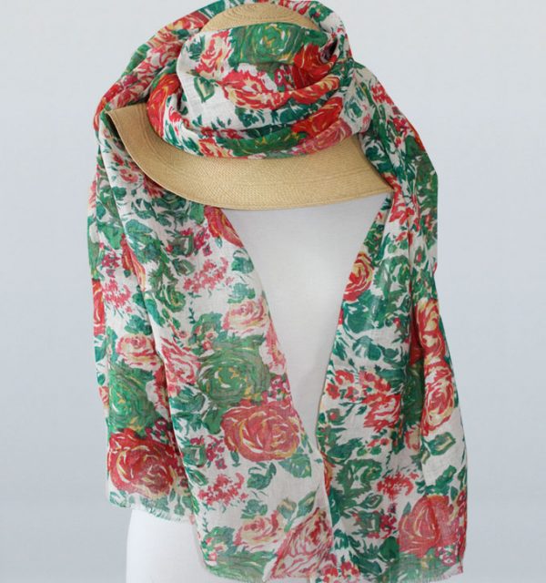 Timeless Summer Linen - Rose Printed Red
